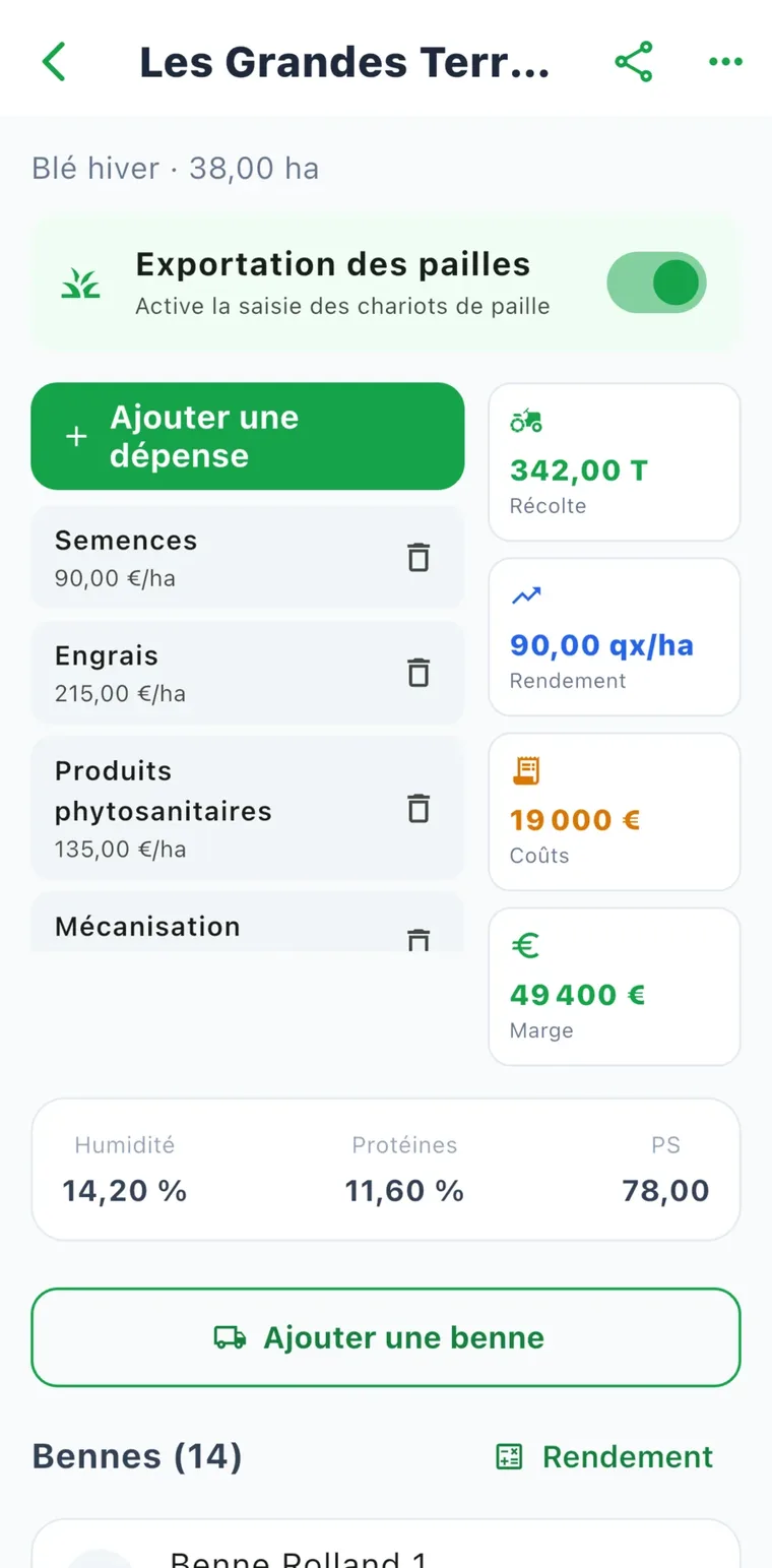 Suivi des bennes : départs, tonnages, livraisons